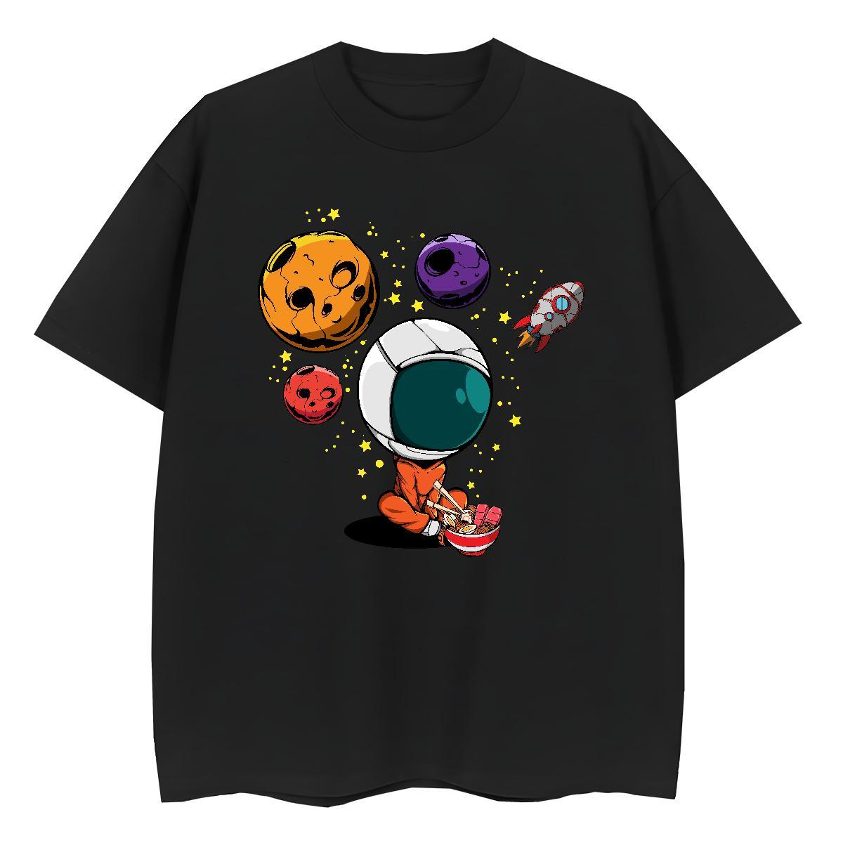 Popular Women Tees 100% Cotton 230g cosmonaut Home Outdoor Women T Shirts Breathable Crew Neck Floral Print Wear