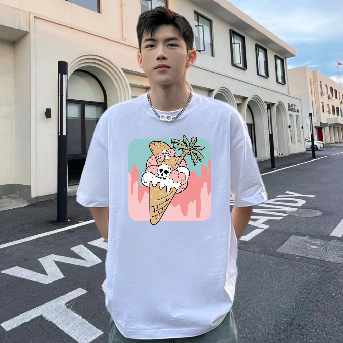 Brand T-Shirts 230g Pure Cotton Halloween Street Casual Custom Big Size O-Neck Short Sleeve Tshirt for Man Woman 2024 New Top Tees
