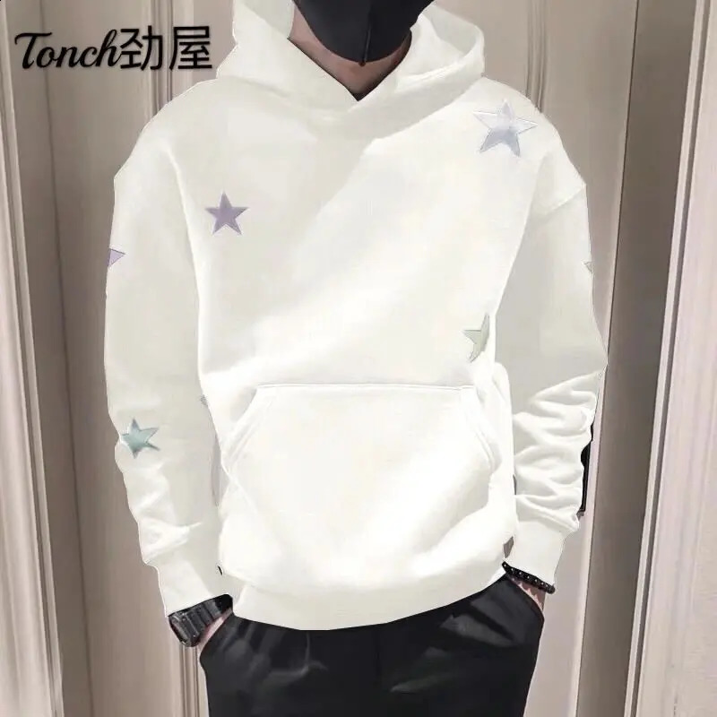 Hooded Hoodie Mens Korean Style Trend Spring and Autumn Clothes on Top Winter Outfit Handsome Thick Coat Top 240823