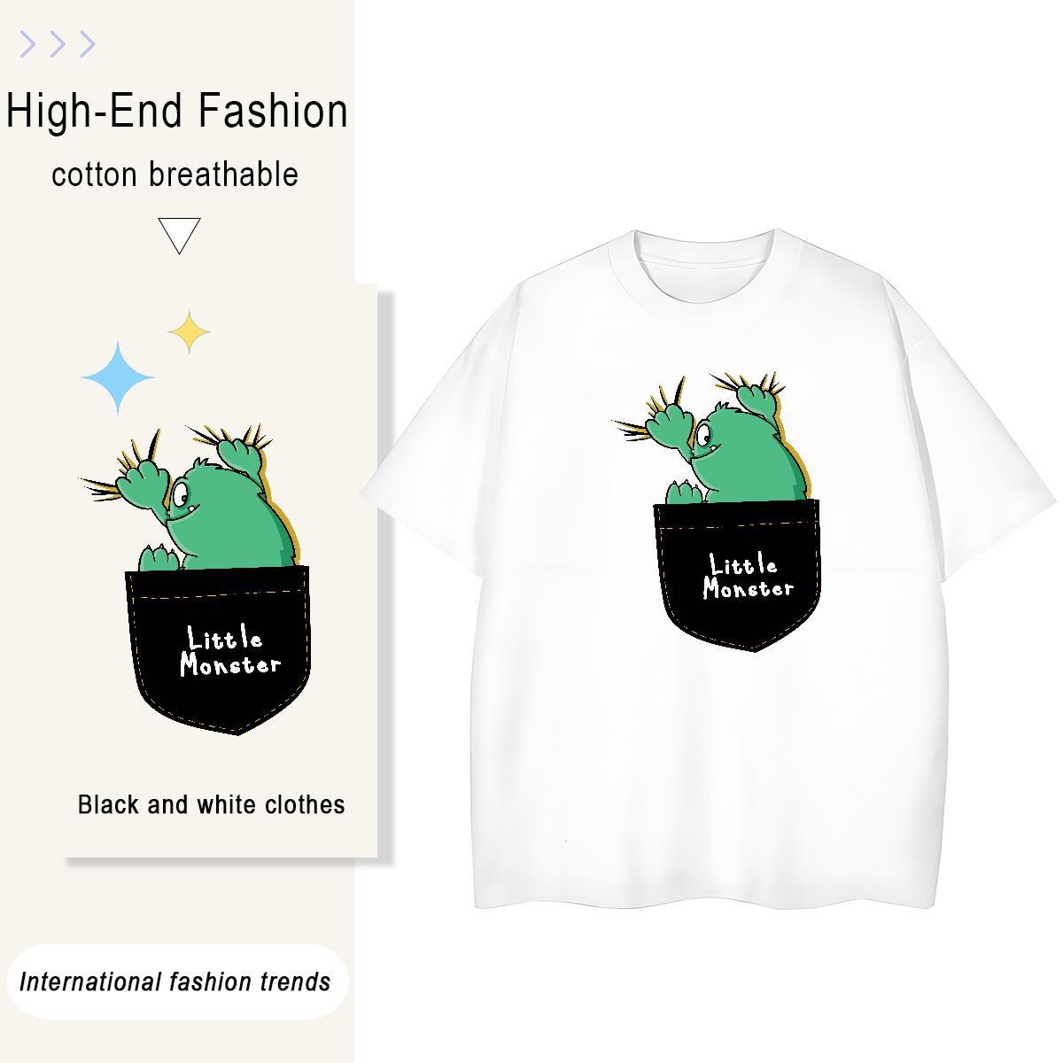 Comfortable Tshirt for Man Woman 230g 100% Cotton USA High Street Hip Hop T shirt Breathable Soft Cartoon Floral Printing Wear