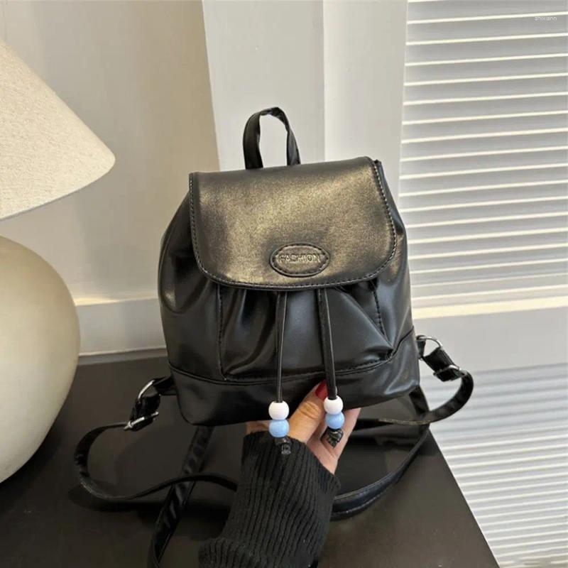 Cute Retro PU Leather School Backpacks: Soft Handheld Zipper Shoulder Bag hot for Students, 2024