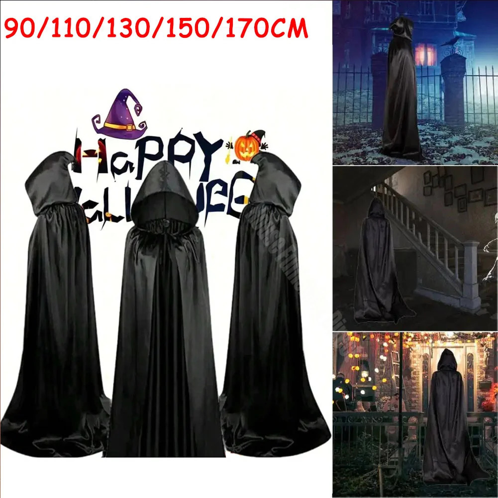 Halloween Party Cloak Cosplay Costume Childrens Death Black Hooded Horror Witch Devil 240823