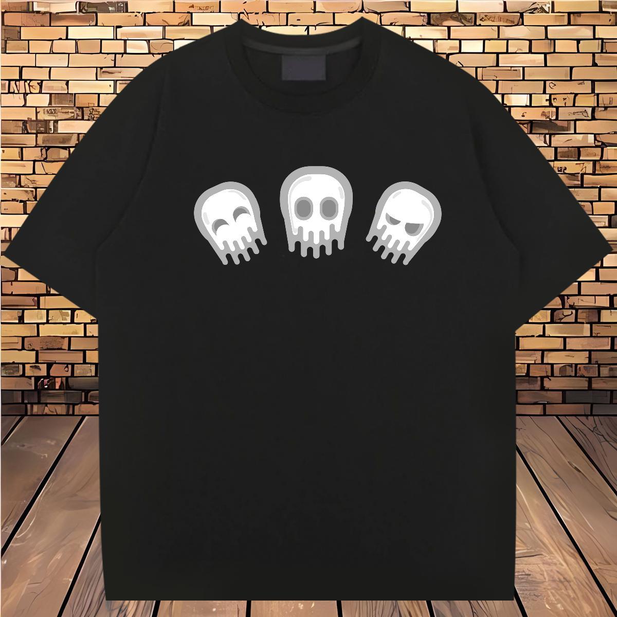 Loose Fit T Shirt For Man 230g 100% Cotton skull Hip Hop Oversized Breathable Soft Couples T Shirts DIY Wear