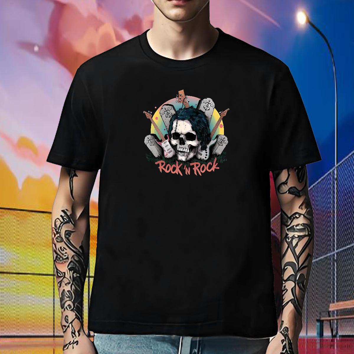 TOP Quality T shirt 230g Cotton skull Hip Hop Black Oversized Short Sleeve Soft Mens Tshirts Designer Tee Shirt