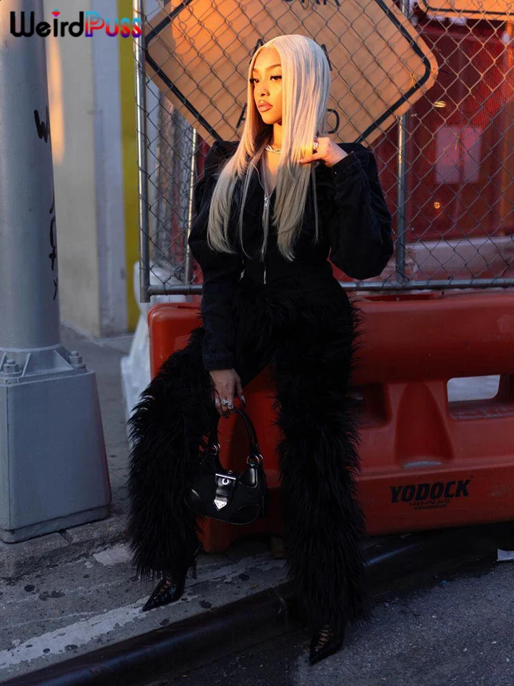 Weird Puss Furry Straight Pants Women Casual Winter Warm Casual Fashion Wild Streetwear Simple Solid Bottom Basic Long Trousers 240823