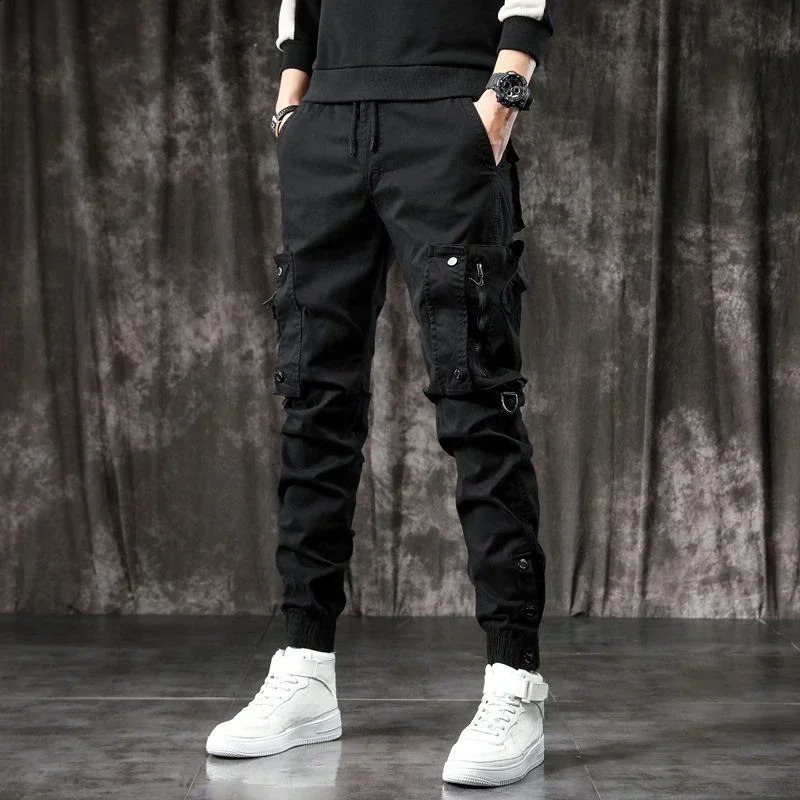 Male Trousers Slim Biker Mens Cargo Pants Motorcycle Summer Khaki With Stylish Regular Fit Big Size Long Vintage Harajuku 240822