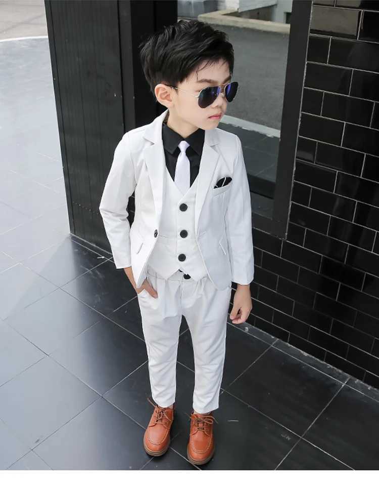Flower Boy White Wedding Dress Formal Childrens Ball Immersion Evening Dress New Childrens Day Performance School Uniform Dress H126 W240823