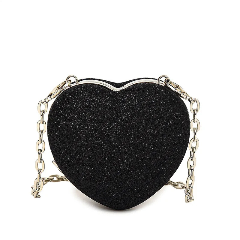 Creative Personality Mini Sequin Small Crossbody Bag Fashion Women Lipstick Bag Headset Bag Love Heart-shaped Chain Bag 240822