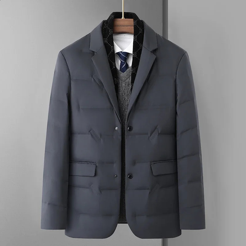 High quality mens fashionable and handsome down jacket scarf collar middleaged elderly dad suit largefat M6XL 240822