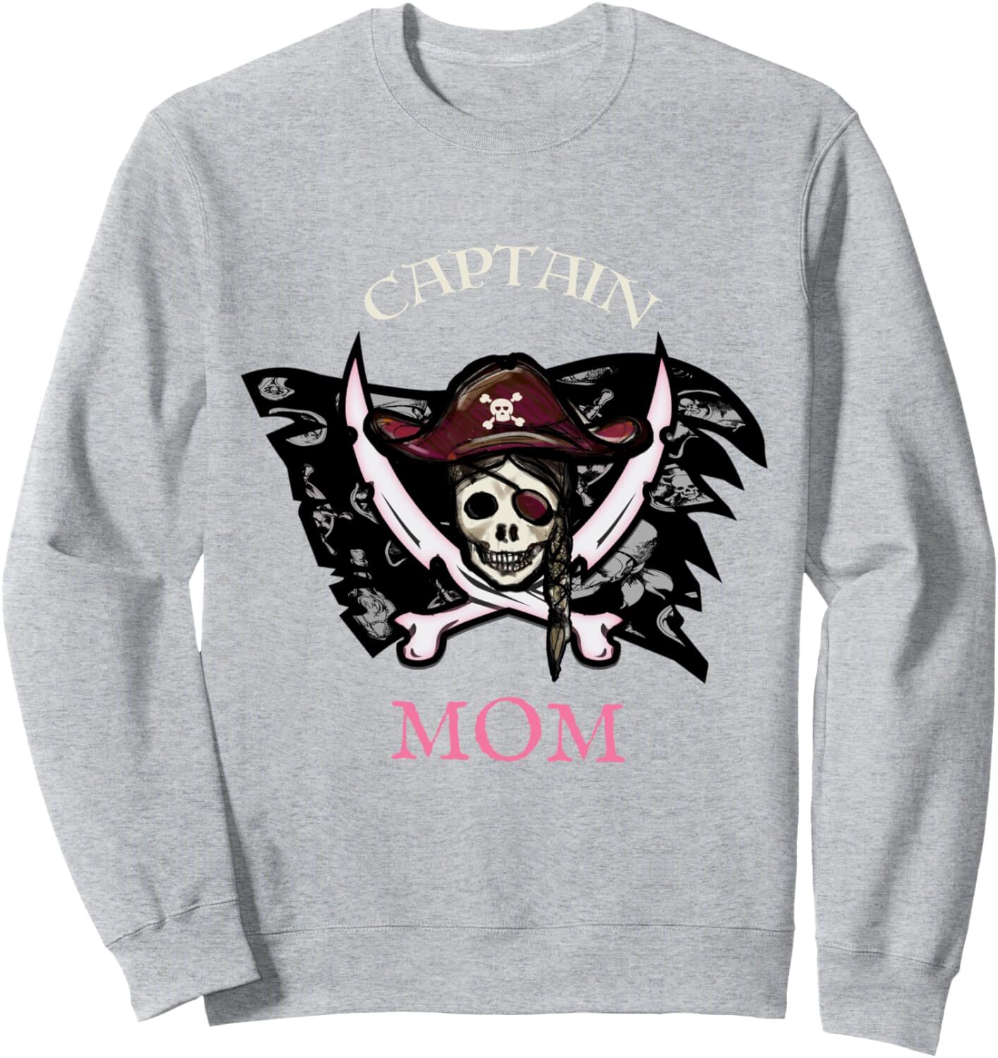 Long Sleeve Shirts for Men sweatshirt Captain Mom Pirate Funny Mother In Charge Sailor Sweatshirt T shirt Tee Streetwear Casual tops clothes