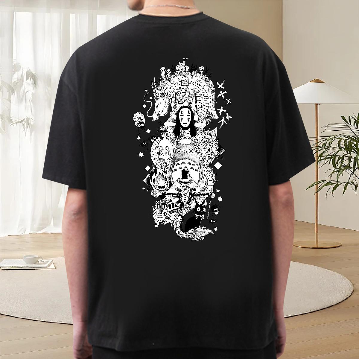 Brand Men T Shirts 230g Pure Cotton eye of the devil Casual Daily Wear Black White Round Neck Short Sleeve Mens Tshirts Fashion Tops Shirt