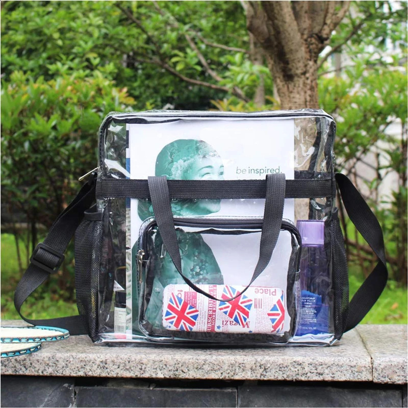 Portable PVC Transparent Shoulder Crossbody Bag Tote Satchel Handbag for Women Lady Large Capacity Clear Bag Shopping Handbag 250103