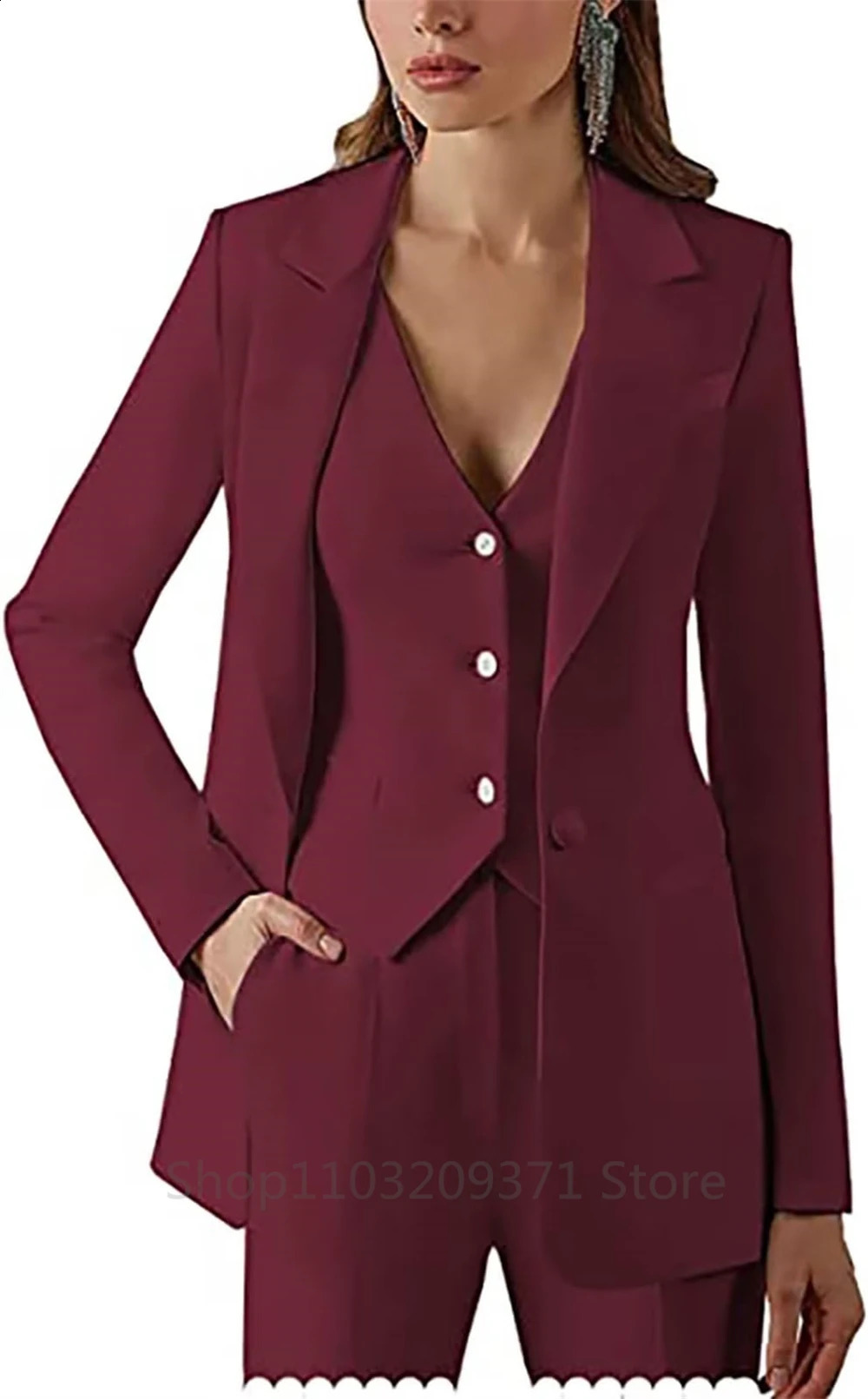 3piece plus size womens set with lapel jacket business vest and pants office formal party dance dress 240823