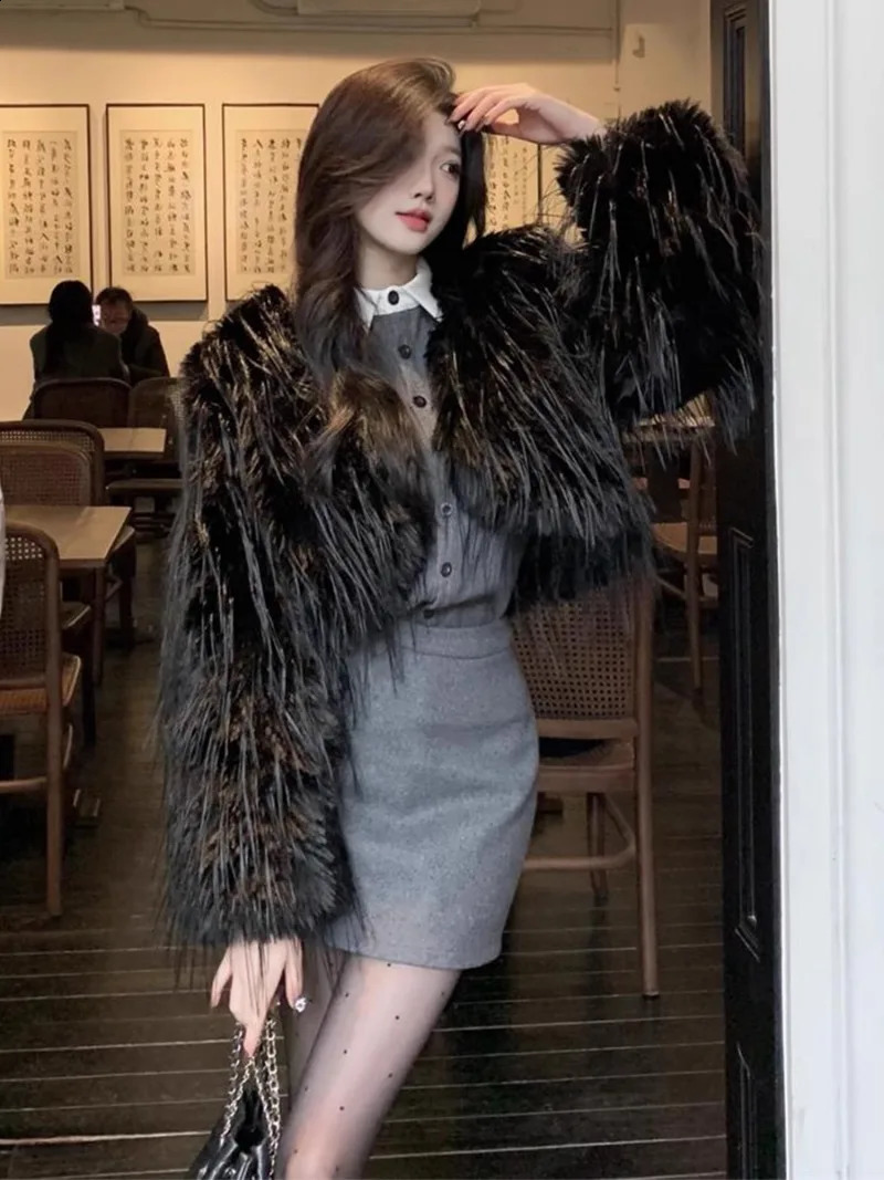 Temperament Contrast Color Lapel Shirt A-line Skirt Two-piece Set Women Fashion Korean Single Breasted Celebrity Slim Spring Set 240823