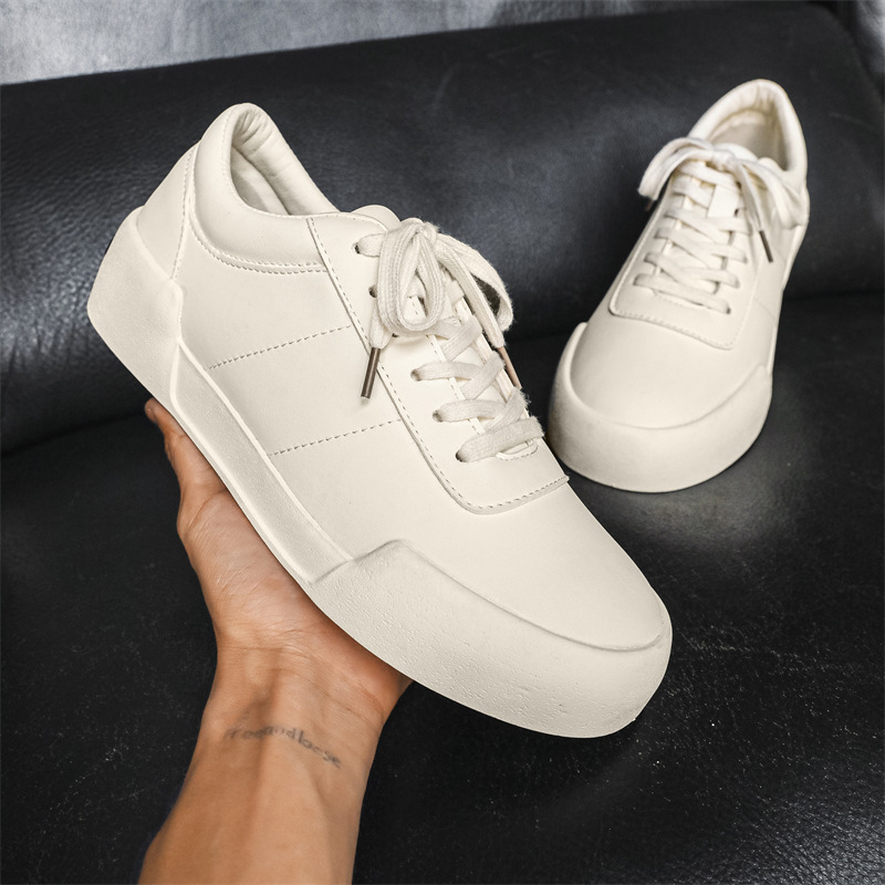 Ddmysports New Niche Design White Men S Trendy Sports And Leisure Leather Surface Board Shoes X OUTDOOR
