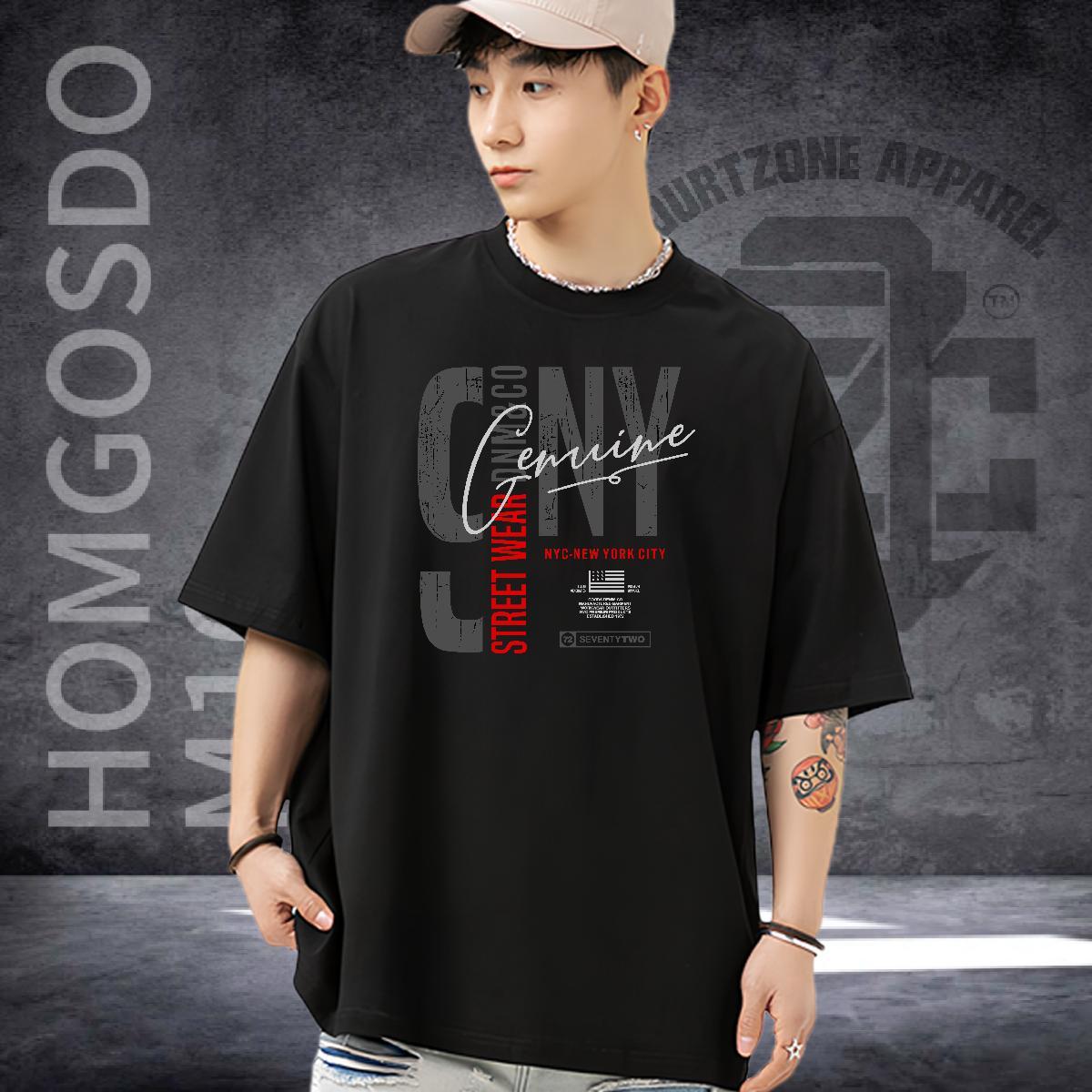 Classic T-Shirts for Men 230g Pure Cotton letter High Street Hip Hop Plus Size Custom Breathable Soft Couples T Shirts Customized Polos