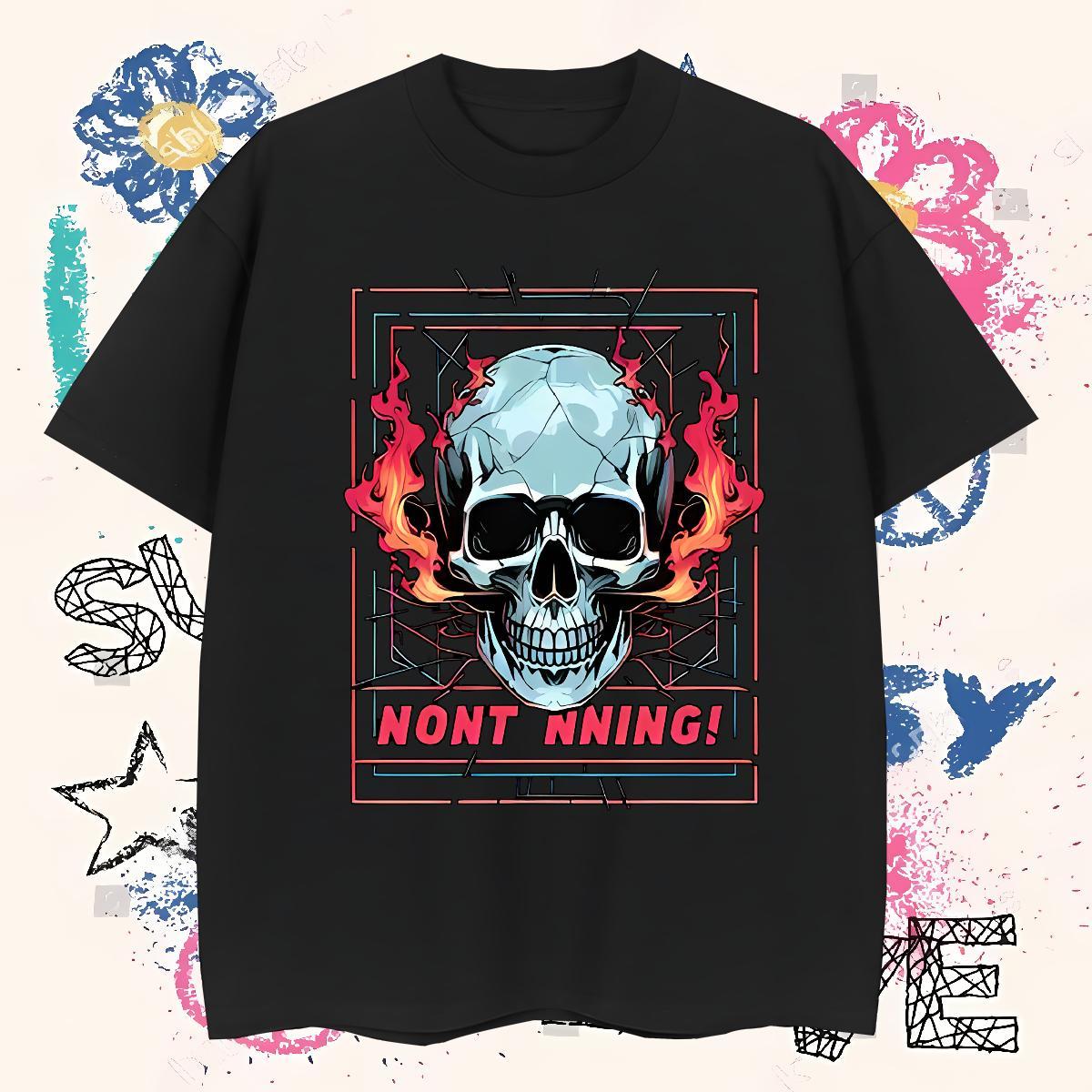 Loose Men T Shirts 100% Cotton 230g skull Casual Beach Customized Print Breathable Crew Neck Men Tops Tees Designer Fashion Top Tees