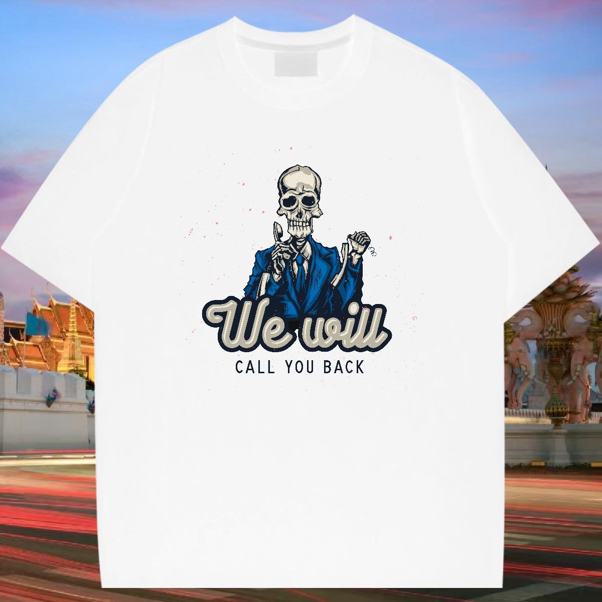 Cool Design Man T Shirts 230g Pure Cotton skull Casual Oversized 4XL Breathable Soft Men Clothes T-Shirt Casual New Tees