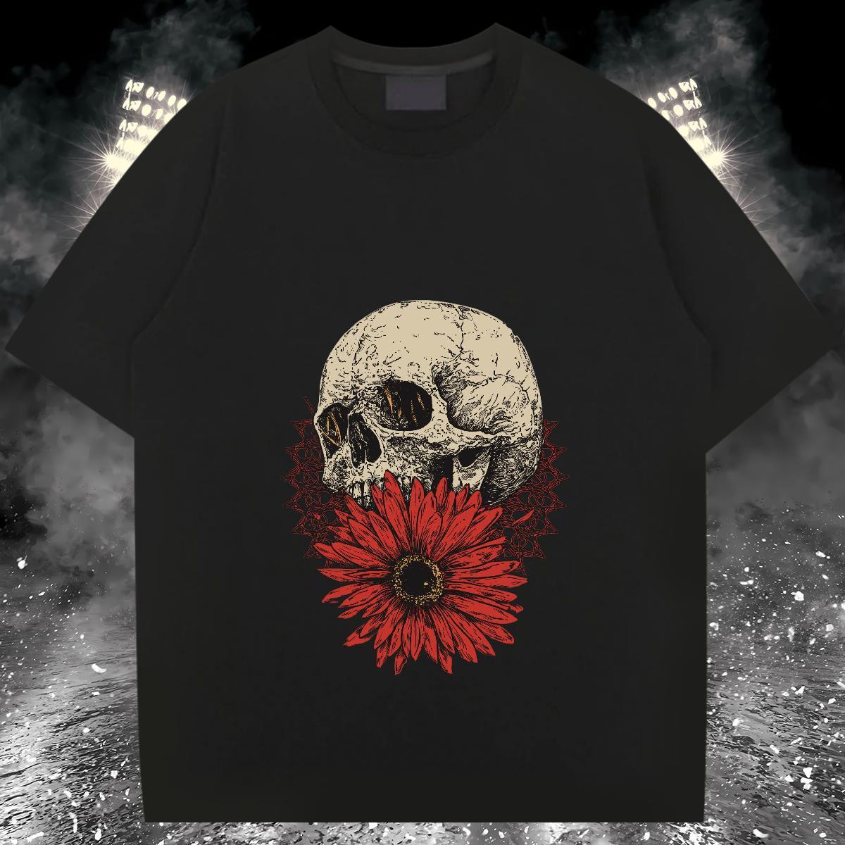 Soft T Shirt For Man 230g Cotton skull Sports Casual Custom Cartoon Pure Cotton Mens Tshirts Fashion Tee Shirt