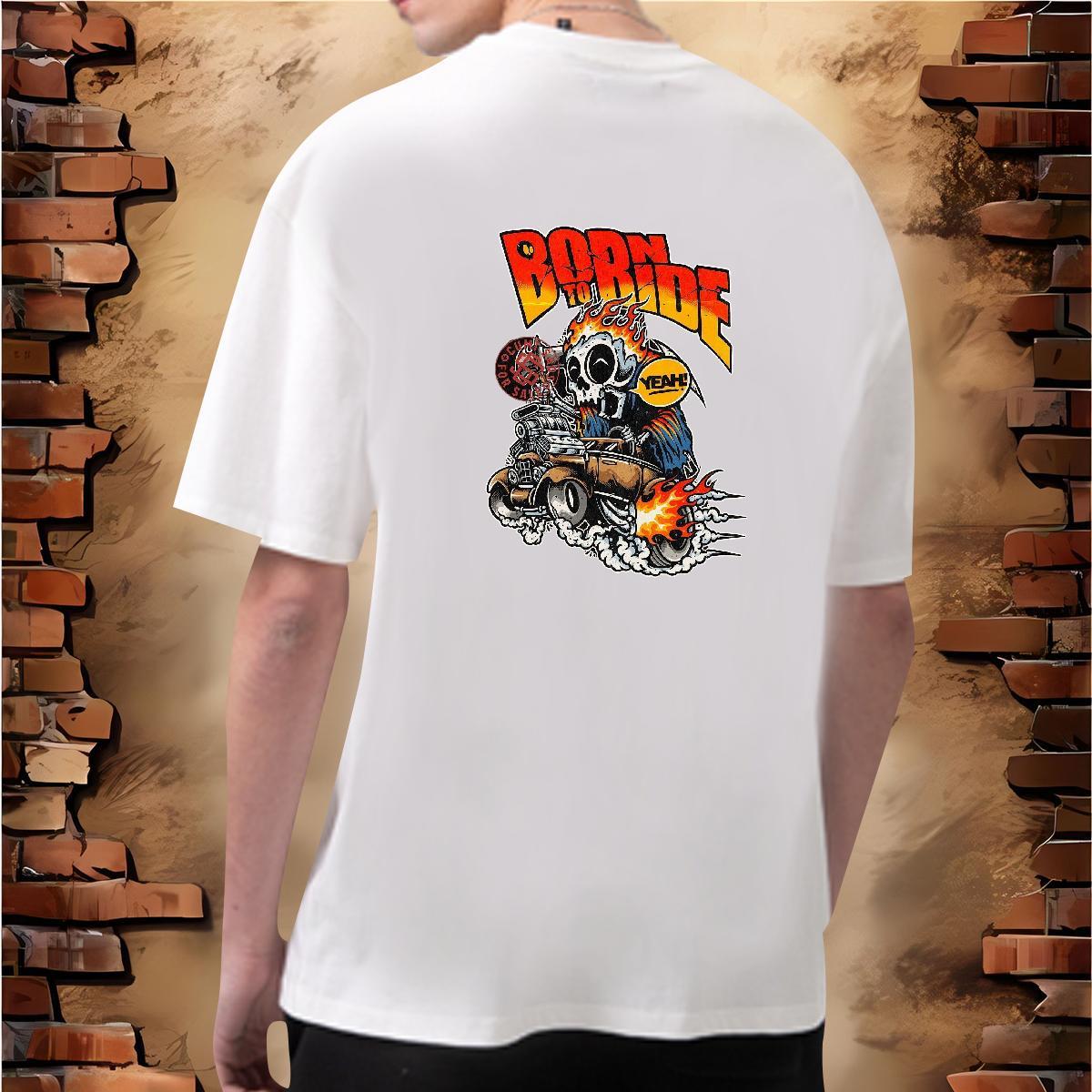 Loose Fit T Shirt For Man 230g Cotton skull Hip Hop Street Custom Printing Breathable Men Tees DIY Customized Top Tees