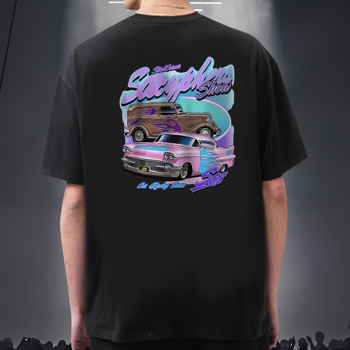 Brand T-Shirts 230g Pure Cotton car Home Outdoor Floral Print Short Sleeve O-Neck Tshirt for Man Woman Fashion Tops
