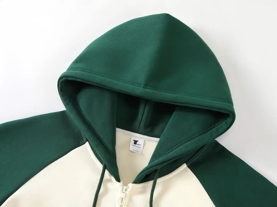 400g Mens Winter Y2k Zipper Hooded Hoodies Oversized Thicker Fleece Lined Pullovers Plain Windproof Regular Sleeve Pocket Jacket 240823