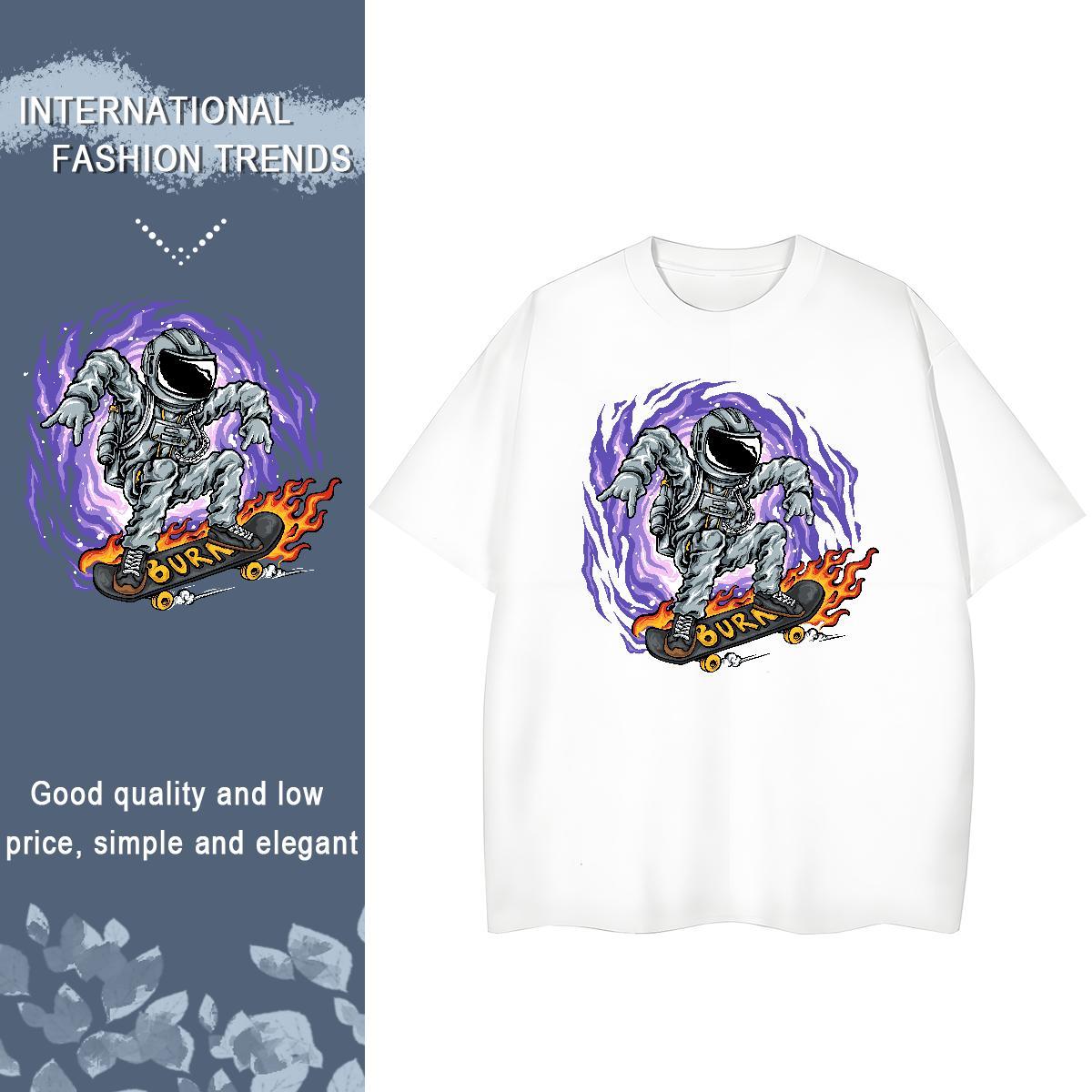 Popular Women Tees 230g 100% Cotton universe Daily Wear T Shirts Women Breathable Short Sleeve Black White Tops Tees
