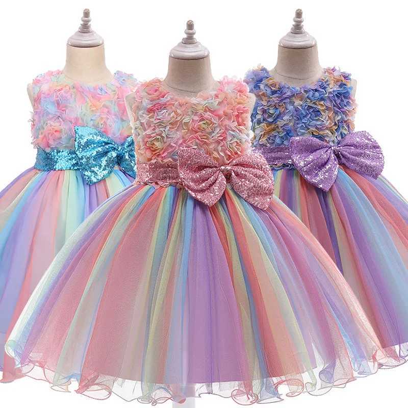 2-12Y Girls Summer Lace Princess Dress Childrens Flower Dress Girls Clothing Childrens Birthday Party Tutu Customized Tank Top W240823