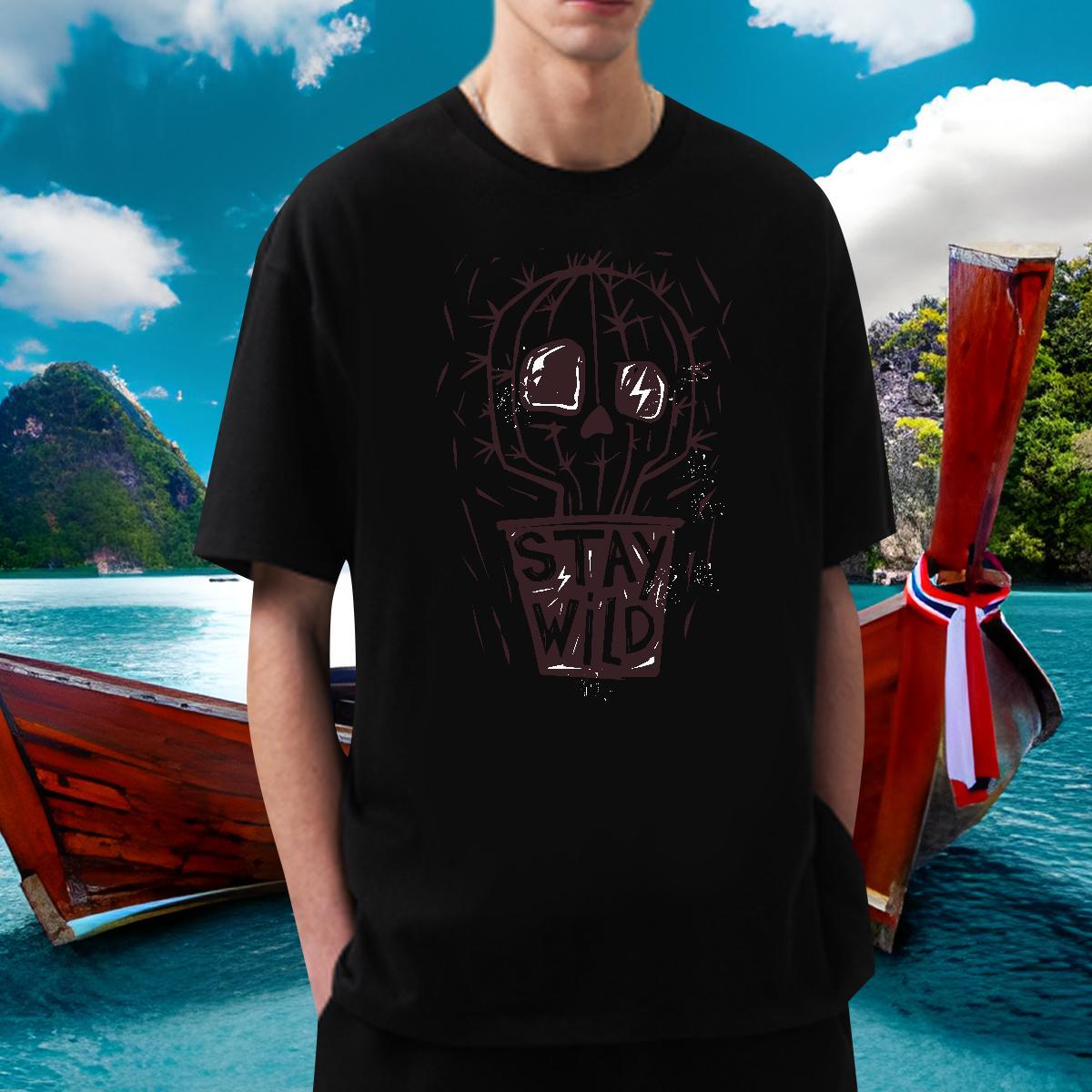 Loose Fit Mens T Shirts 230g 100% Cotton skull Sports Casual Anime Breathable Short Sleeve Men Tops Tees Custom Tee Shirt