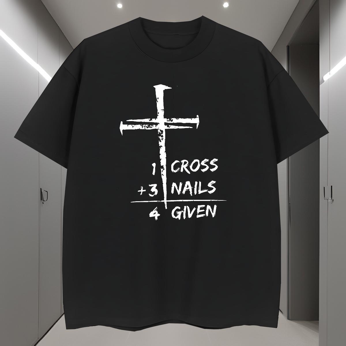 Popular Mens T Shirts 230g 100% Cotton The Cross Casual Daily Wear White Plus Size Breathable Short Sleeve Men Tshirts Free Shipping Polos