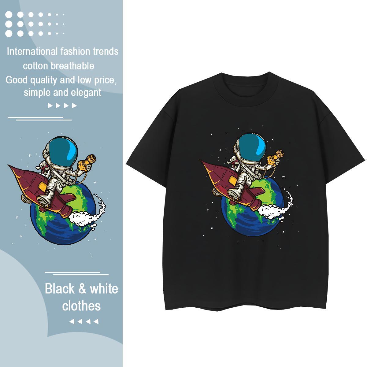 Comfortable Women Tshirts 230g Pure Cotton universe Daily Wear T Shirt For Woman Crew Neck DIY Anime Printed Tees Shirts