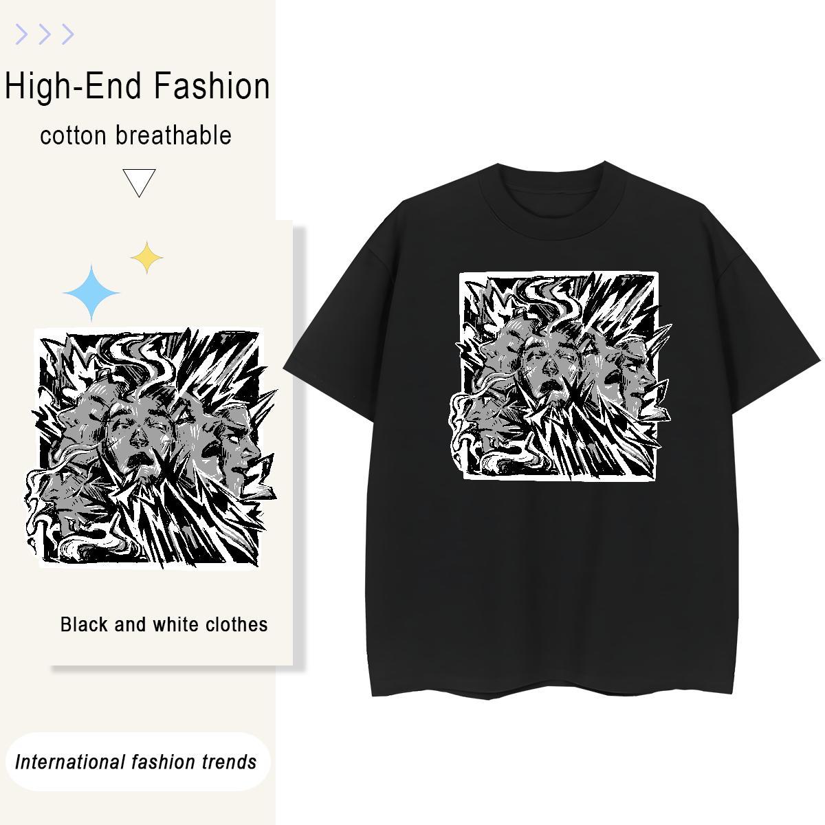 Lady Lady T shirt 230g Cotton painting Daily Outfit T-Shirts Round Neck Short Sleeve DIY Printed Tees Shirts