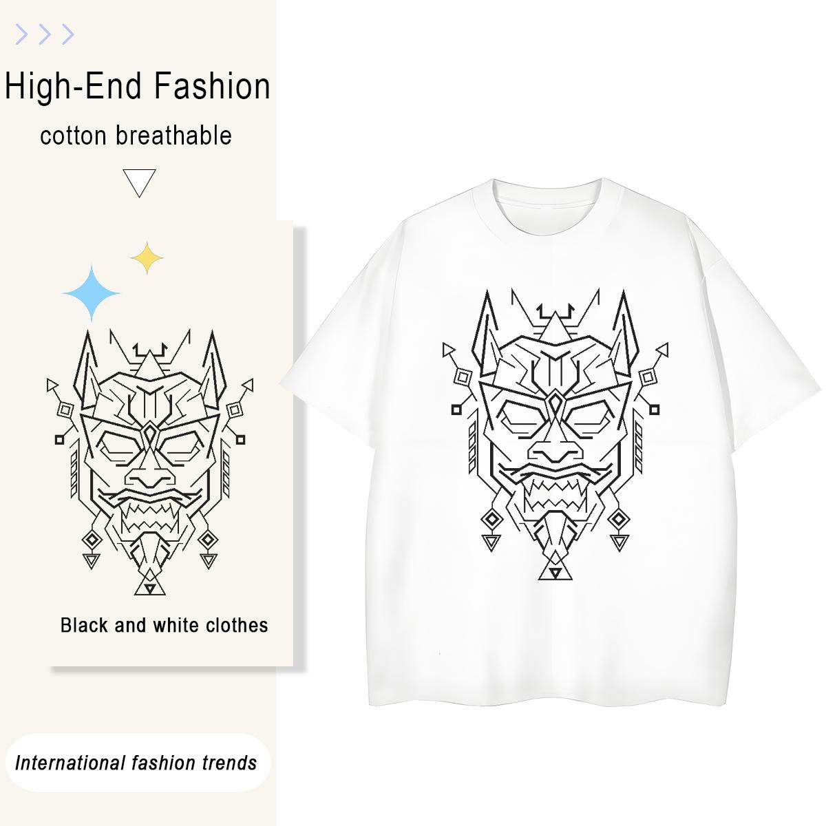 5A Womens Tshirts 230g Cotton terror Daily Outfit T Shirt For Woman Breathable Anime Print Clothes Shirt
