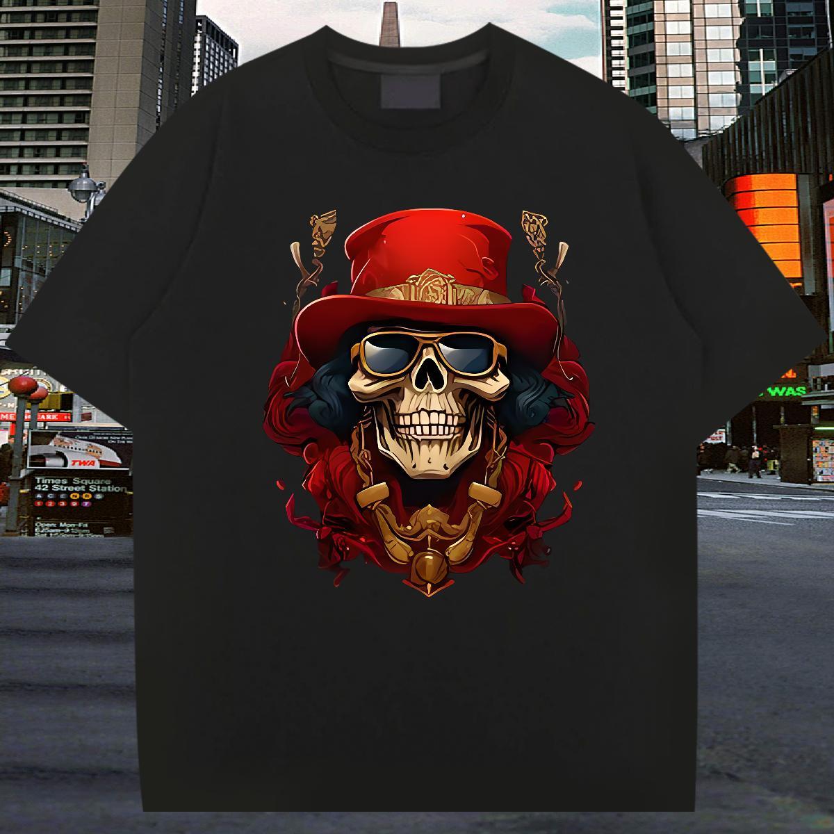 TOP Quality T-Shirts 230g Cotton skull Casual Beach DIY Printed Pure Cotton Tshirt for Man Woman DIY Customized Clothes