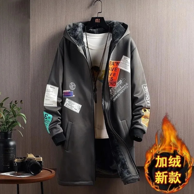 style Winter jacket men Fashion Trend thicken Coats Mens Casual Loose style hooded Warm Trench Coat male size M-5XL 240822