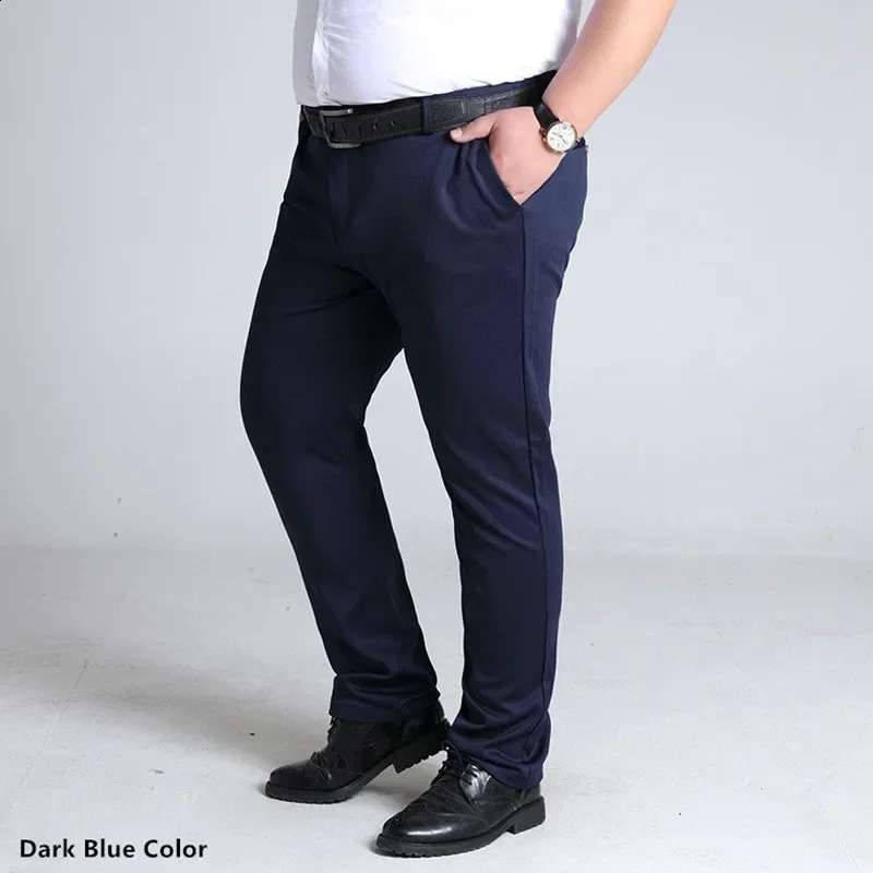 Plus Size Mens Trousers Work Pants Grey Black Dark Blue Elastic Straight Business Male Big 44 48 50 52 140KG Office Clothing 240822