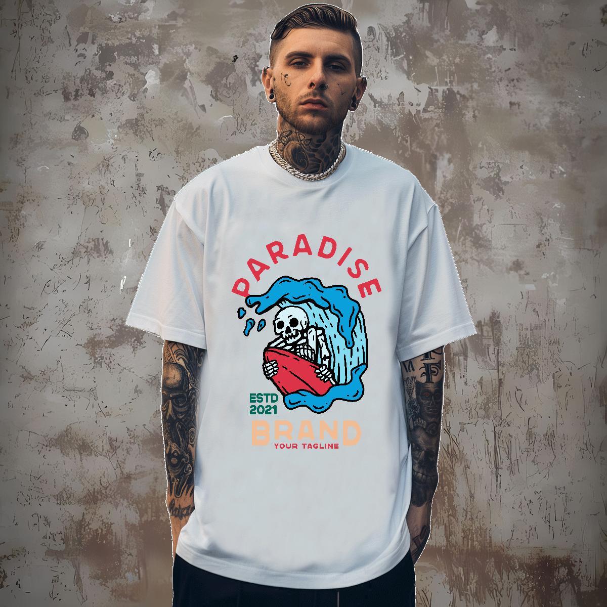 TOP Quality T-Shirts 230g Cotton skull Sports Casual Custom Printed Breathable Short Sleeve Tshirt for Man Woman DIY Customized Clothings