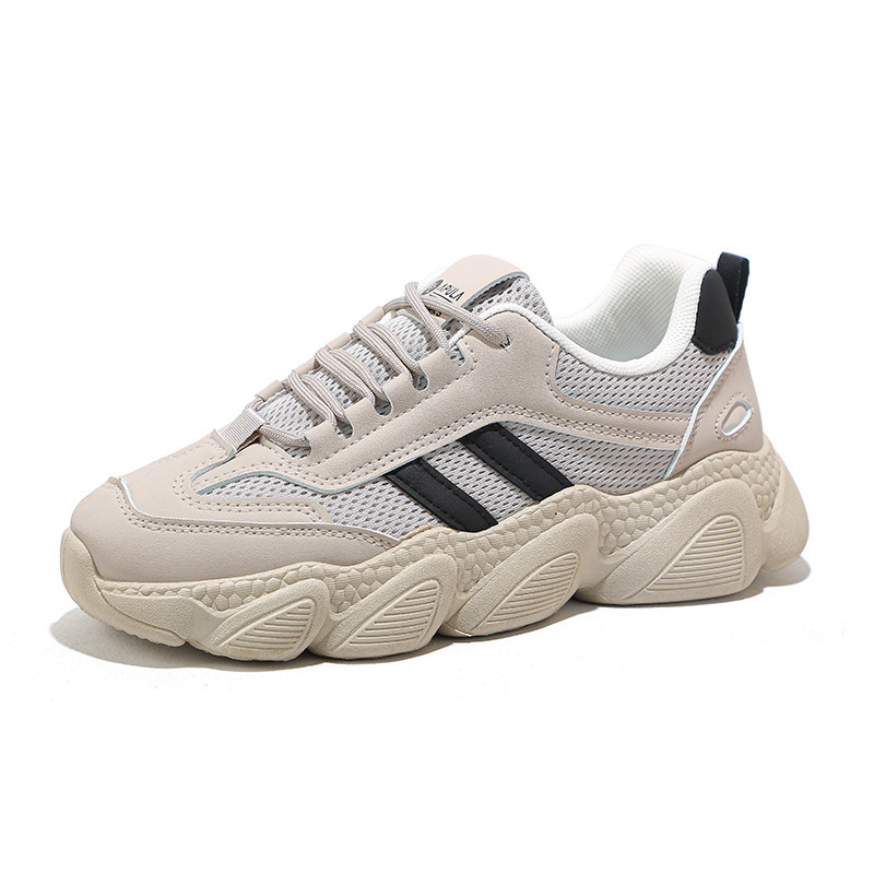 Ddmysports Thick Soled Dad Shoes For Women S New Height Increasing White Casual Sports Spring And Autumn Round Toe Versatile OUTDOOR