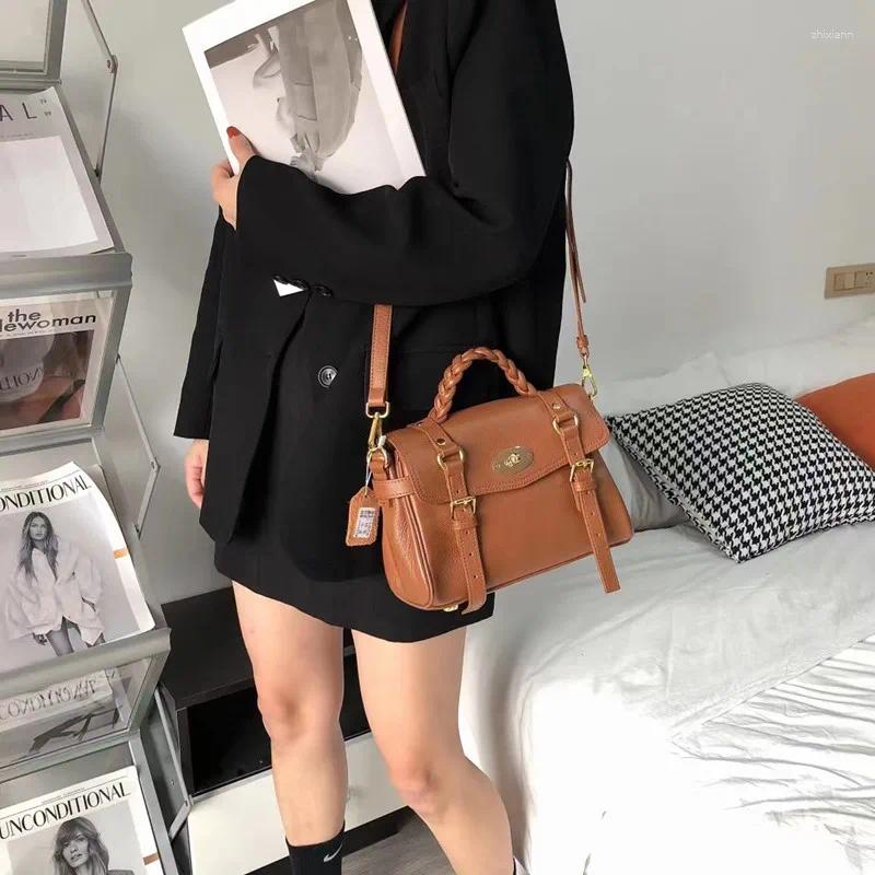 Evening Bags Genuine Leather Brand Women Tote Handbag Vintage Fashion Exquisite Design Shoulder Bag Commute Outdoor Ladies Crossbody