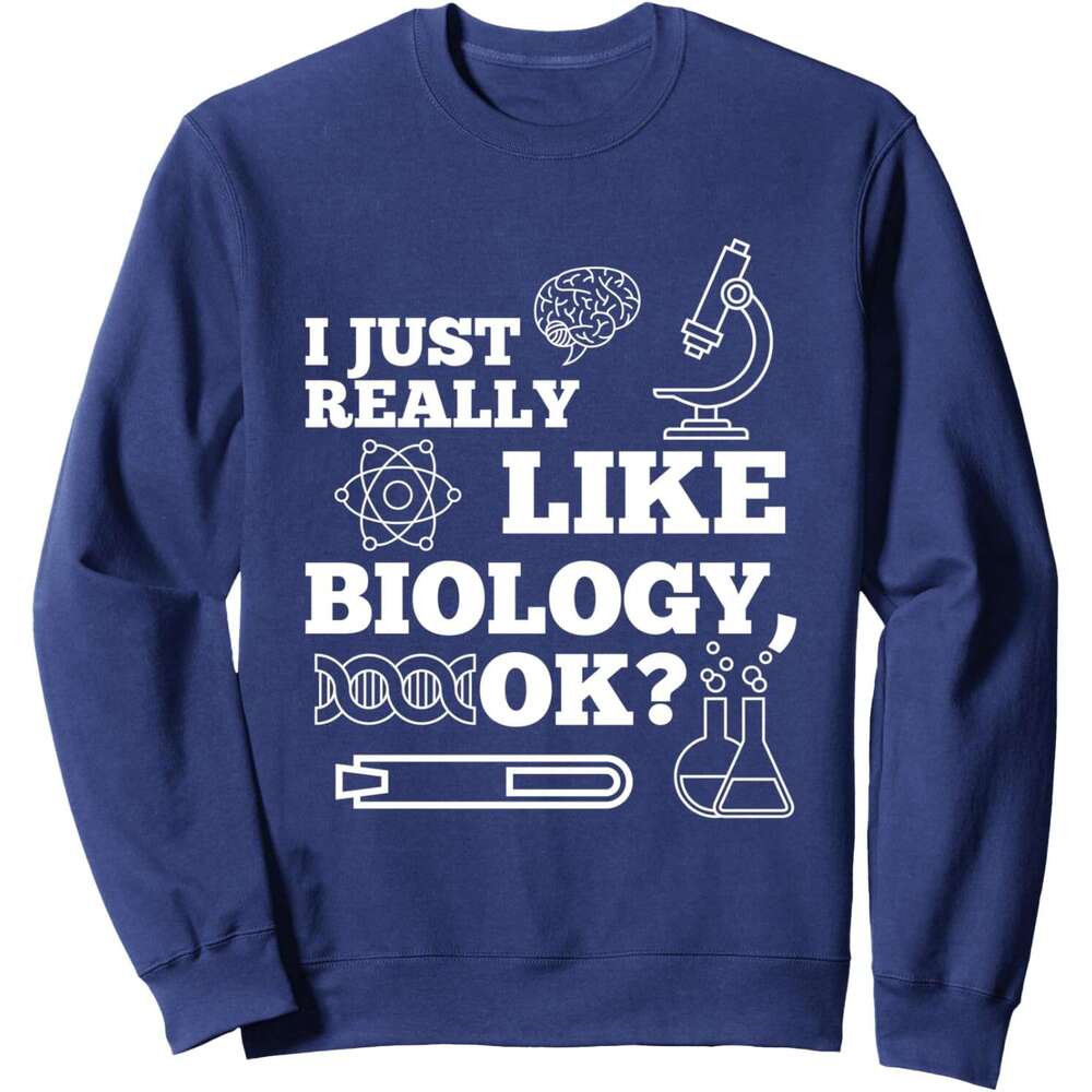 Long Sleeve Shirts for Men sweatshirt I just really like Biology Atoms Microscope Science Sweatshirt T shirt Tee Streetwear Casual tops clothes