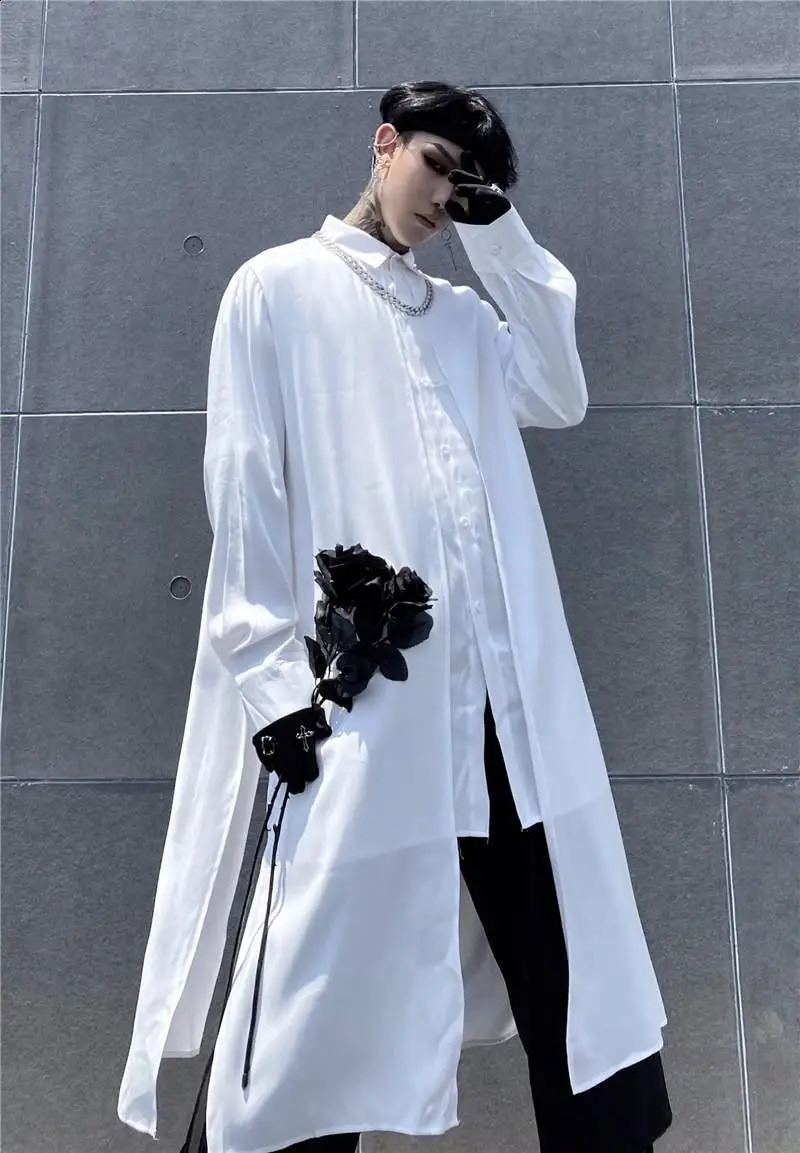 ARENS Techwear Black Mens Windbreaker Men Gothic Cardigan Long Coat Men Harajuku Hip Hop Blouses Shirts Goth Mens Clothing 240822