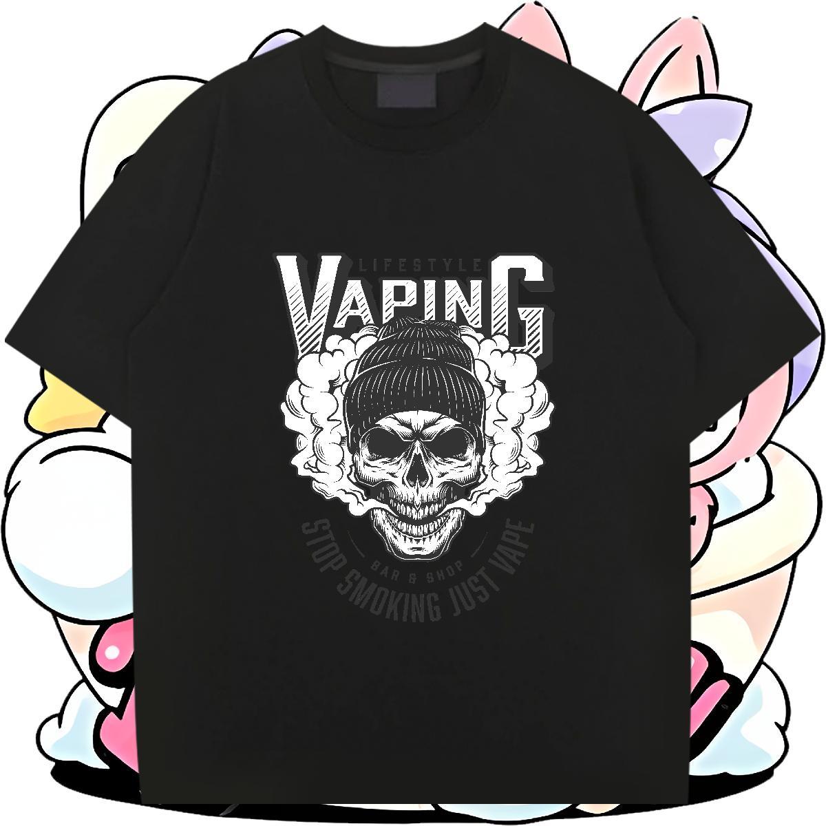 Classic T shirt 230g 100% Cotton skull Outdoor DIY Printed Short Sleeve O-Neck Tshirt for Man Woman New Designer Tees Shirts