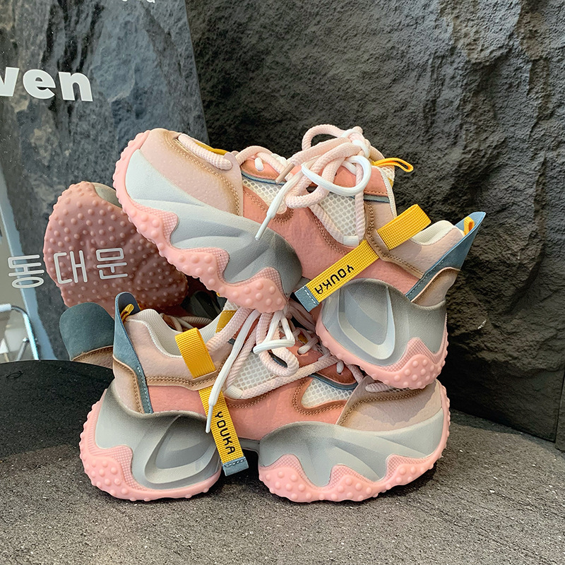Trendy brand color blocking dad for women's 2024 new small stature and versatile casual sports shoes ddmythur