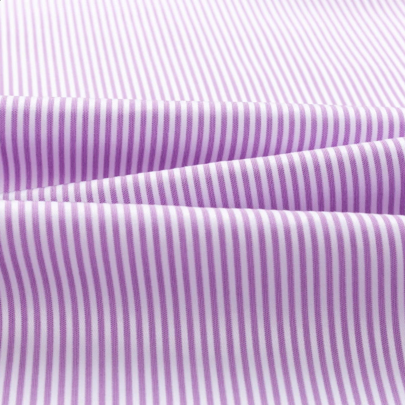 Mens Classic Striped Printed Wrinkle-Resistant Dress Shirts 100% Cotton Regular-Fit Formal Business Long-Sleeve Non-iron Shirt 240822