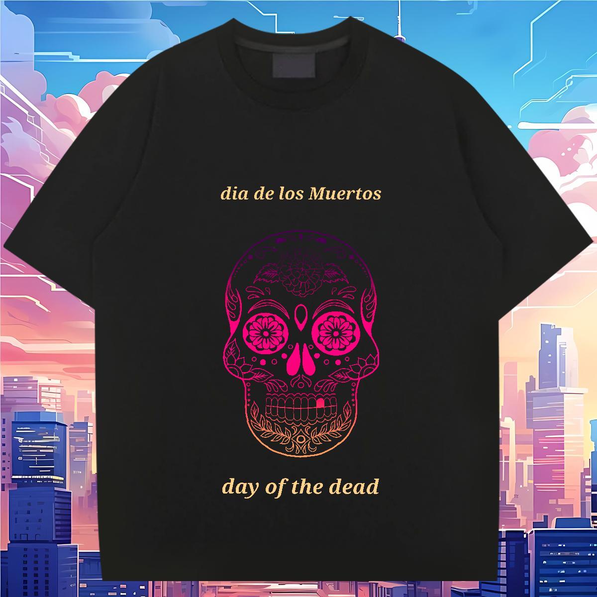TOP Quality T Shirt For Man 230g 100% Cotton skull Hip Hop Street Customized Breathable Crew Neck Men Clothes T-Shirt 2024 New Polos
