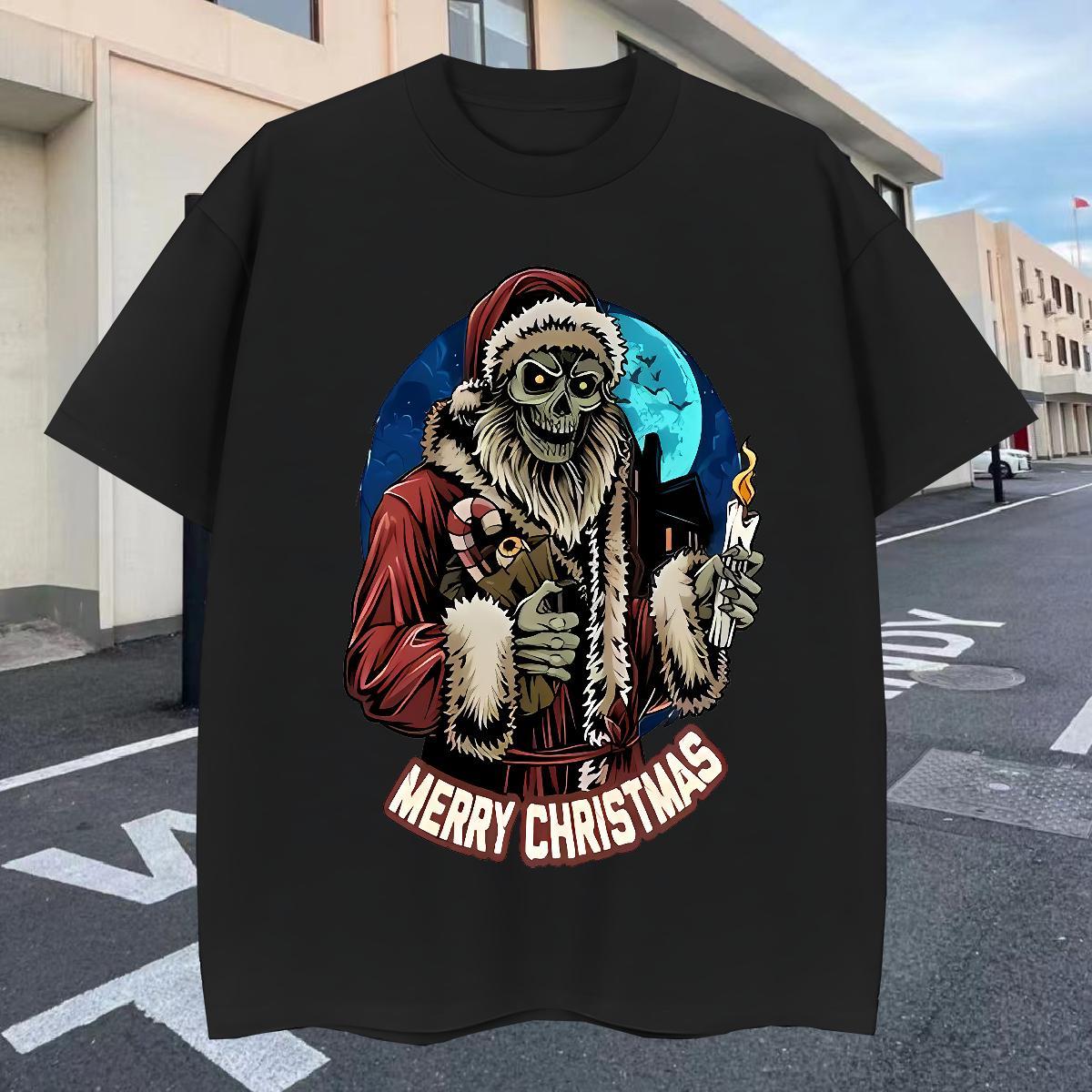 Cool Design T-Shirts for Men 230g Pure Cotton skull Street wear Hip Hop Cartoon Printing L-4XL O-Neck Short Sleeve Men Tops Tees New Clothes