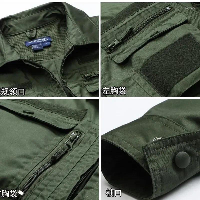 Mens Tracksuits Summer Sets Mens Outdoor Breathable Multiple Pockets Combat Long Sleeve Shirts Cargo Pants Suits Male