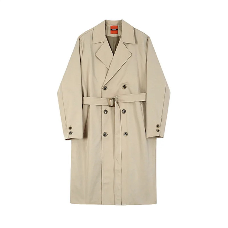 Mens Wear Mid-length Trench Coat Thin Style Korean Trendy Handsome Coat Autumn Knee-high Trench Coat Windbreaker 240822
