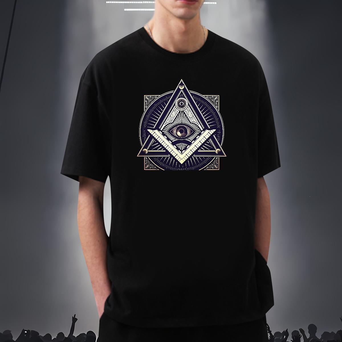 TOP Quality T shirt 230g 100% Cotton eye of the devil Casual Black White Breathable Short Sleeve Men Tees Designer Clothes