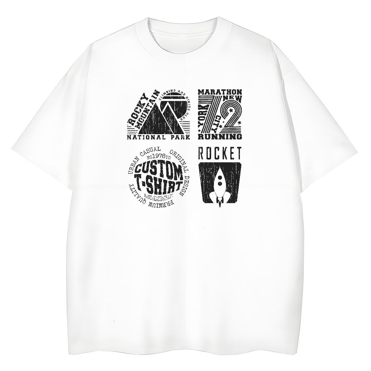 5A Unisex Tshirts 230g 100% Cotton letter Sport Womens T Shirts O-Neck Short Sleeve Anime Polos